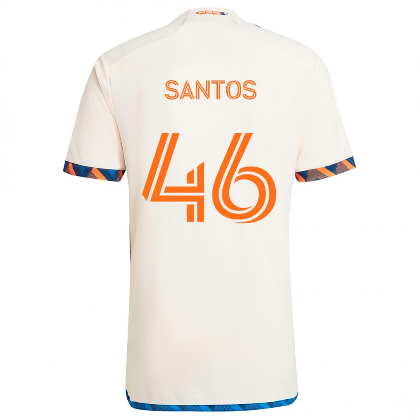 Gyermek Guilherme Santos #46 Fehér Narancs Idegenbeli Jersey 2024/25 Mez Póló Ing