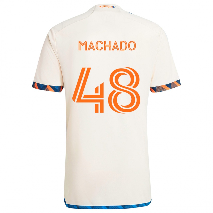 Gyermek Juan Machado #48 Fehér Narancs Idegenbeli Jersey 2024/25 Mez Póló Ing