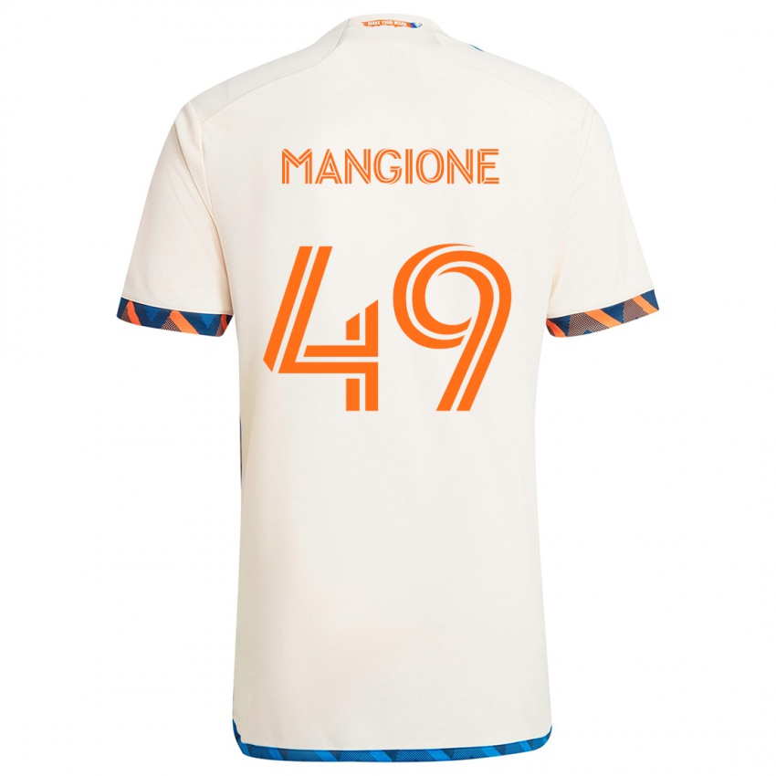 Gyermek Peter Mangione #49 Fehér Narancs Idegenbeli Jersey 2024/25 Mez Póló Ing