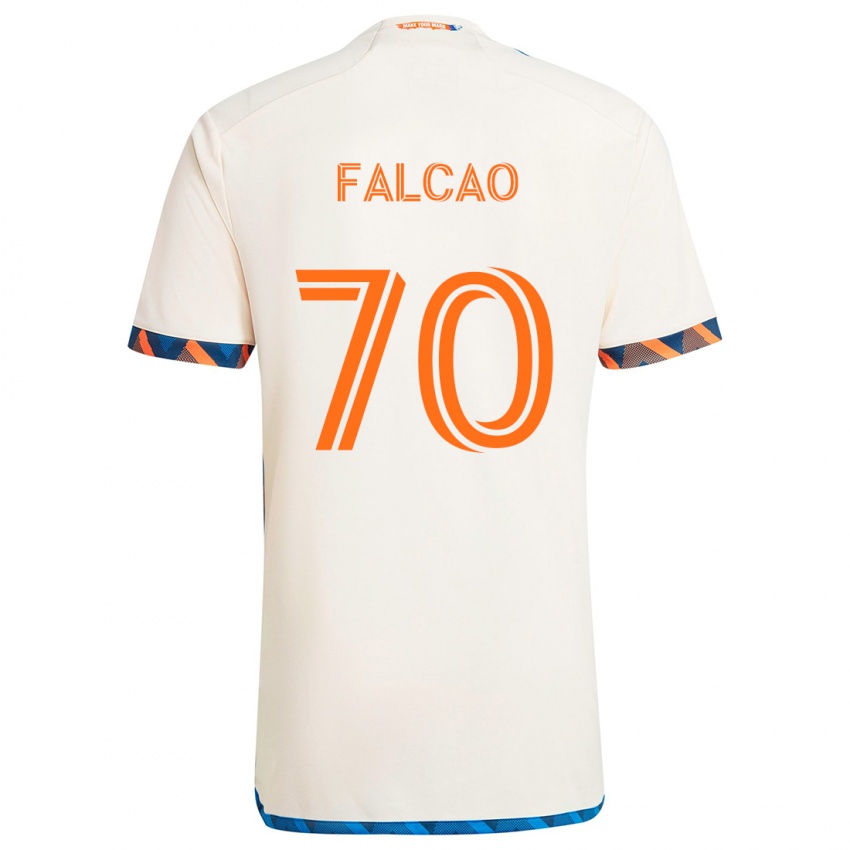 Gyermek Kiano Falcao #70 Fehér Narancs Idegenbeli Jersey 2024/25 Mez Póló Ing