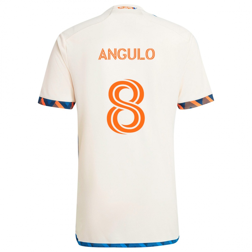 Gyermek Marco Angulo #8 Fehér Narancs Idegenbeli Jersey 2024/25 Mez Póló Ing