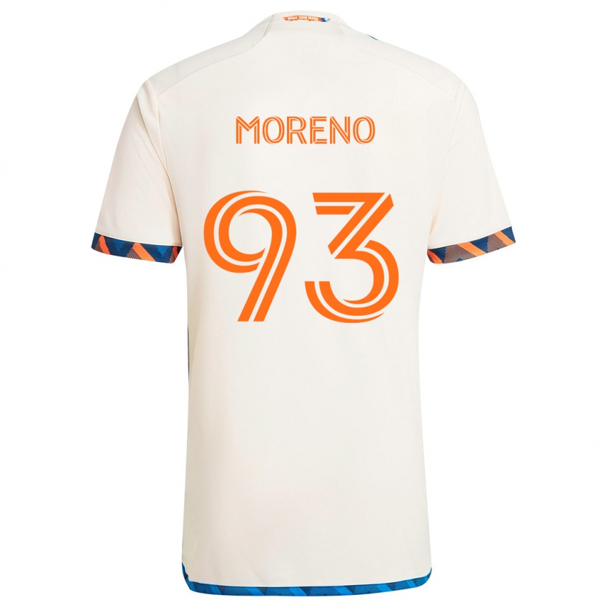 Gyermek Júnior Moreno #93 Fehér Narancs Idegenbeli Jersey 2024/25 Mez Póló Ing