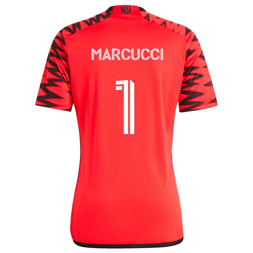 Gyermek Aj Marcucci #1 Piros Fekete Fehér Idegenbeli Jersey 2024/25 Mez Póló Ing