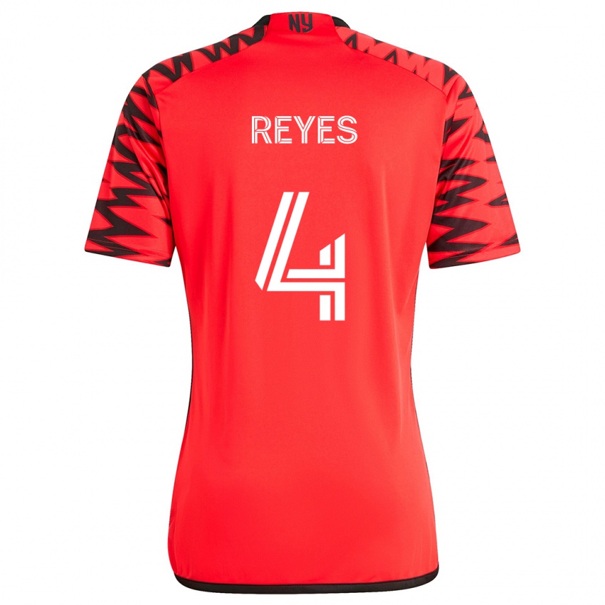 Gyermek Andrés Reyes #4 Piros Fekete Fehér Idegenbeli Jersey 2024/25 Mez Póló Ing