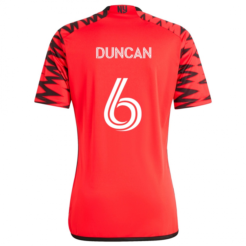 Gyermek Kyle Duncan #6 Piros Fekete Fehér Idegenbeli Jersey 2024/25 Mez Póló Ing