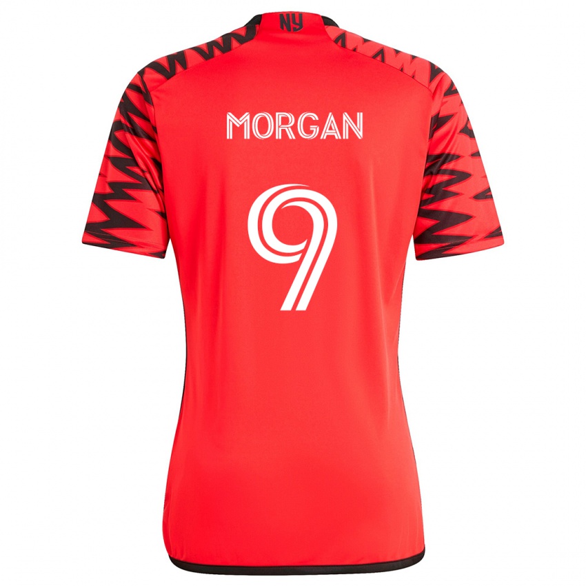 Gyermek Lewis Morgan #9 Piros Fekete Fehér Idegenbeli Jersey 2024/25 Mez Póló Ing