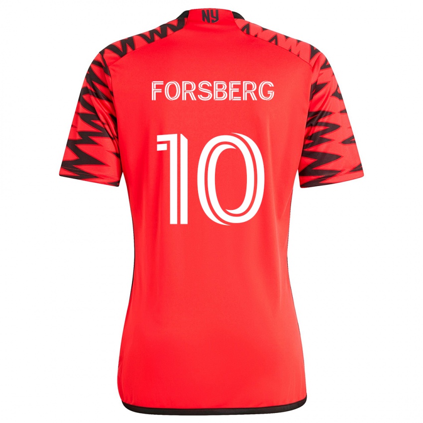 Gyermek Emil Forsberg #10 Piros Fekete Fehér Idegenbeli Jersey 2024/25 Mez Póló Ing