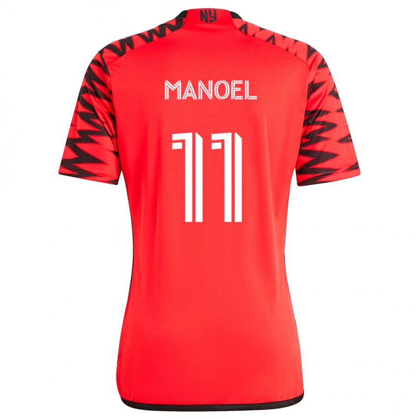 Gyermek Elias Manoel #11 Piros Fekete Fehér Idegenbeli Jersey 2024/25 Mez Póló Ing