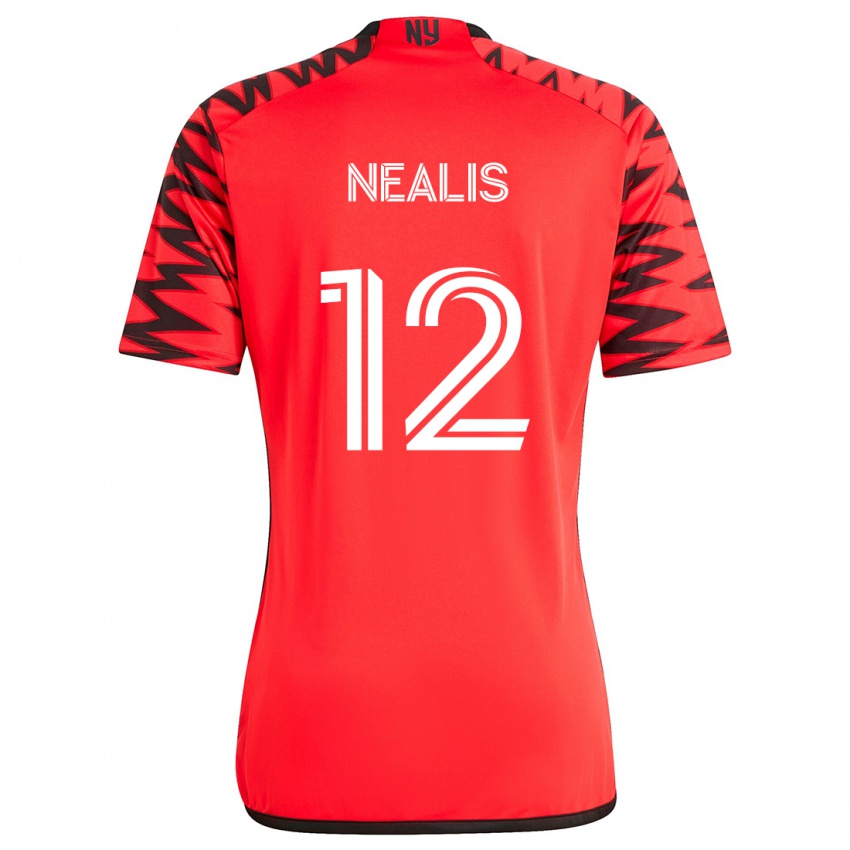 Gyermek Dylan Nealis #12 Piros Fekete Fehér Idegenbeli Jersey 2024/25 Mez Póló Ing