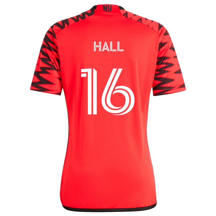 Gyermek Julian Hall #16 Piros Fekete Fehér Idegenbeli Jersey 2024/25 Mez Póló Ing