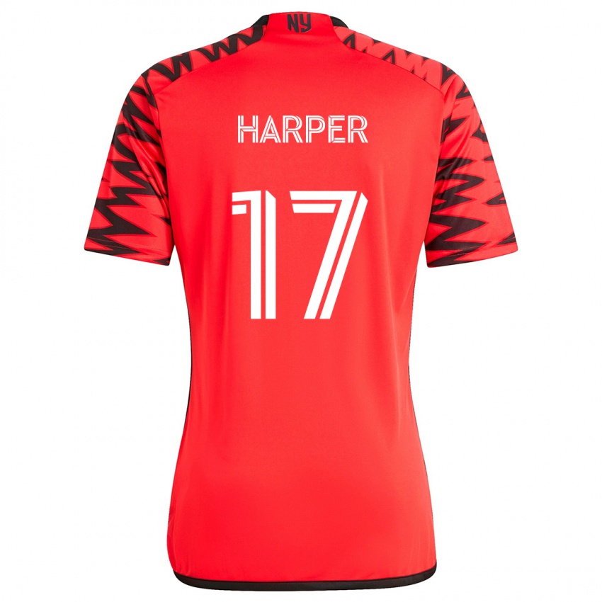 Gyermek Cameron Harper #17 Piros Fekete Fehér Idegenbeli Jersey 2024/25 Mez Póló Ing