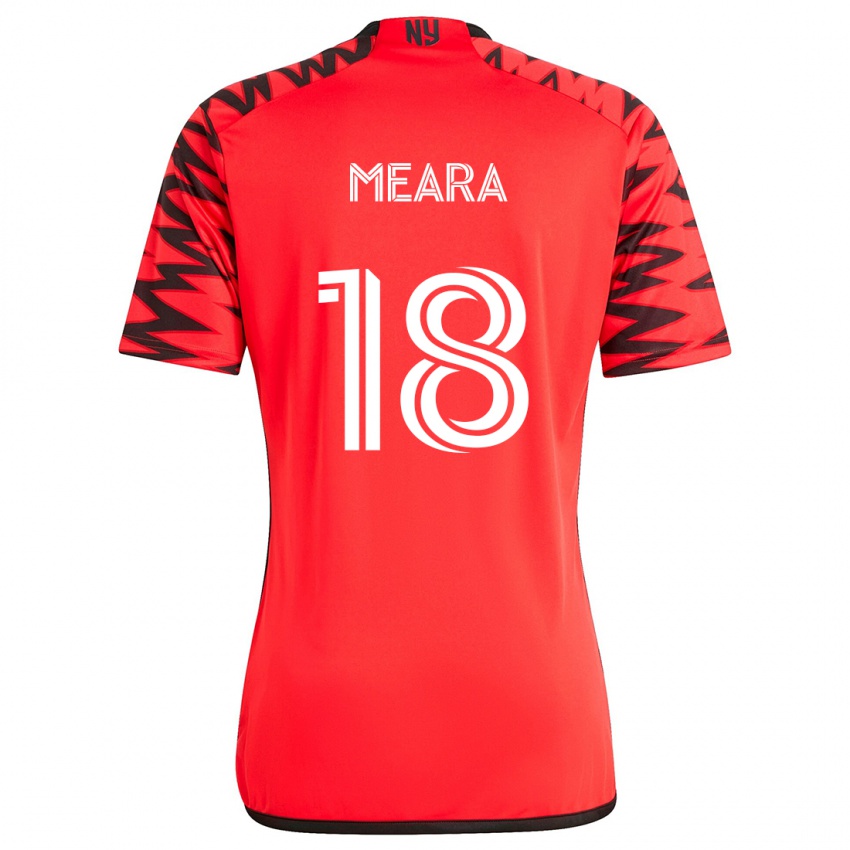 Gyermek Ryan Meara #18 Piros Fekete Fehér Idegenbeli Jersey 2024/25 Mez Póló Ing