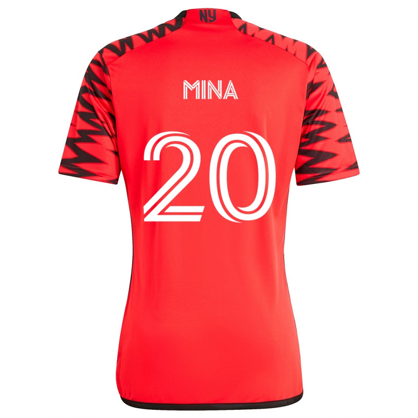 Gyermek Juan Mina #20 Piros Fekete Fehér Idegenbeli Jersey 2024/25 Mez Póló Ing