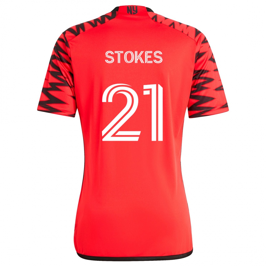 Gyermek Aidan Stokes #21 Piros Fekete Fehér Idegenbeli Jersey 2024/25 Mez Póló Ing