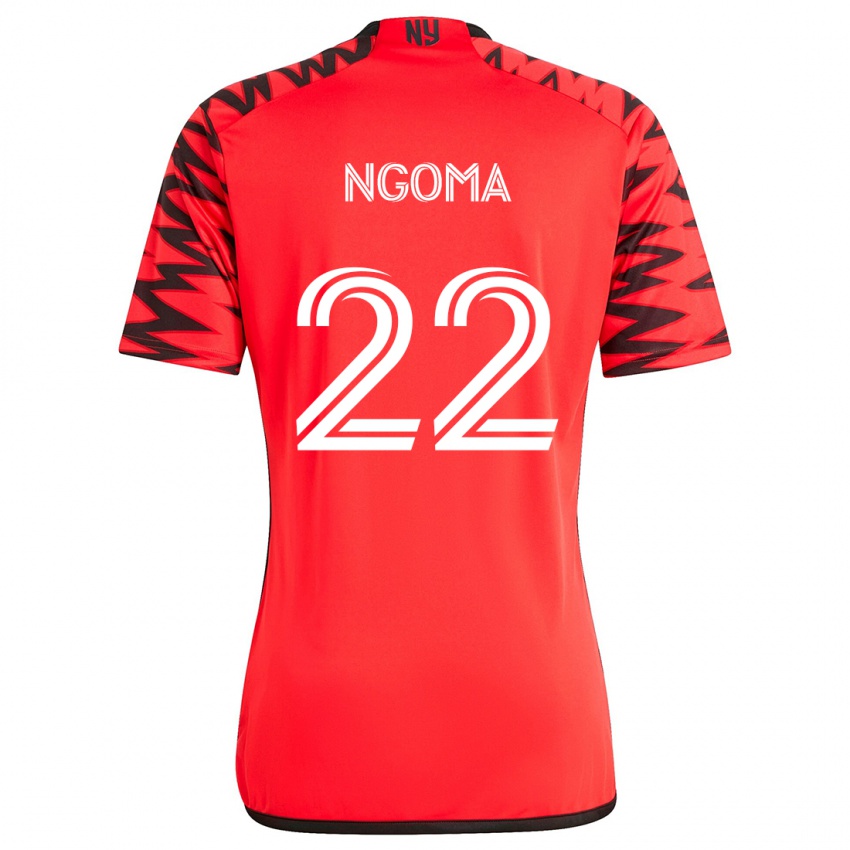 Gyermek Serge Ngoma #22 Piros Fekete Fehér Idegenbeli Jersey 2024/25 Mez Póló Ing