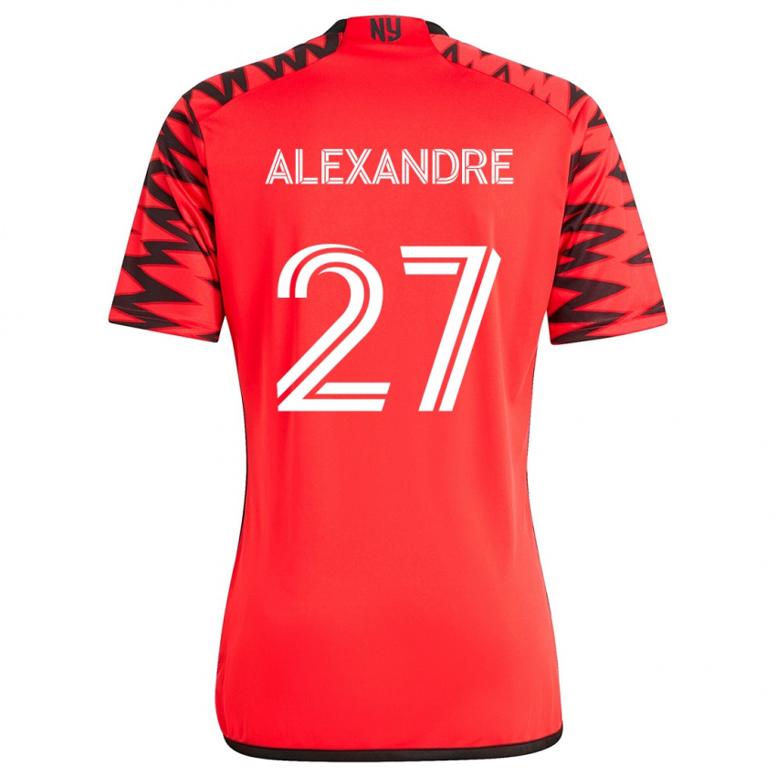 Gyermek Davi Alexandre #27 Piros Fekete Fehér Idegenbeli Jersey 2024/25 Mez Póló Ing