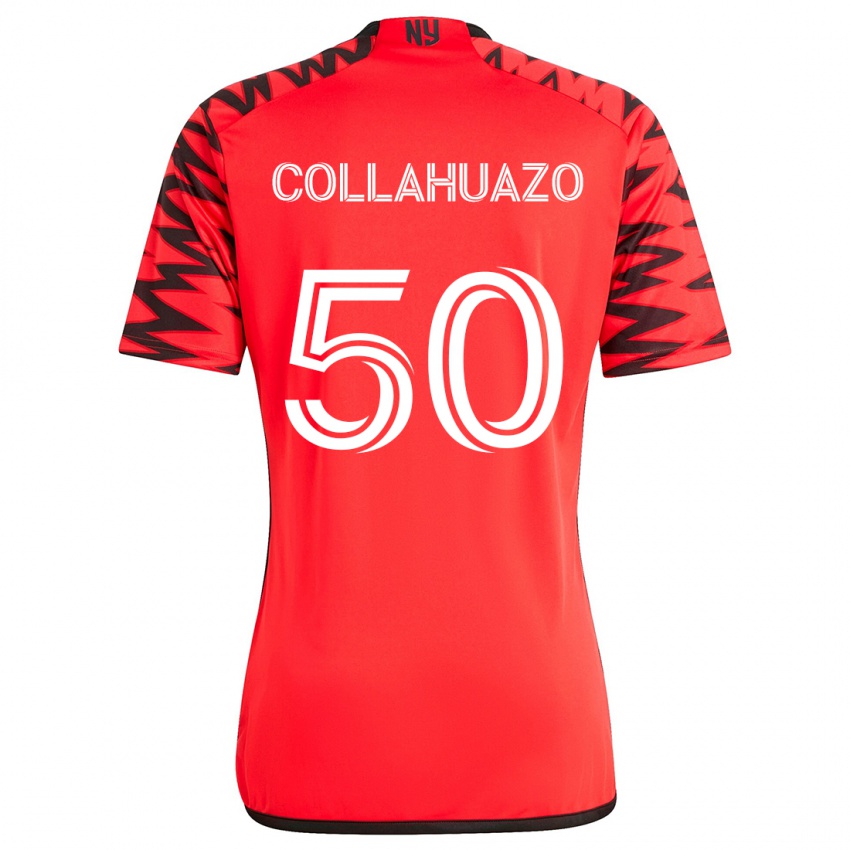 Gyermek Jair Collahuazo #50 Piros Fekete Fehér Idegenbeli Jersey 2024/25 Mez Póló Ing