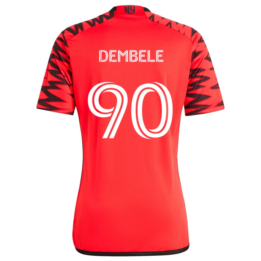 Gyermek Malick Dembele #90 Piros Fekete Fehér Idegenbeli Jersey 2024/25 Mez Póló Ing