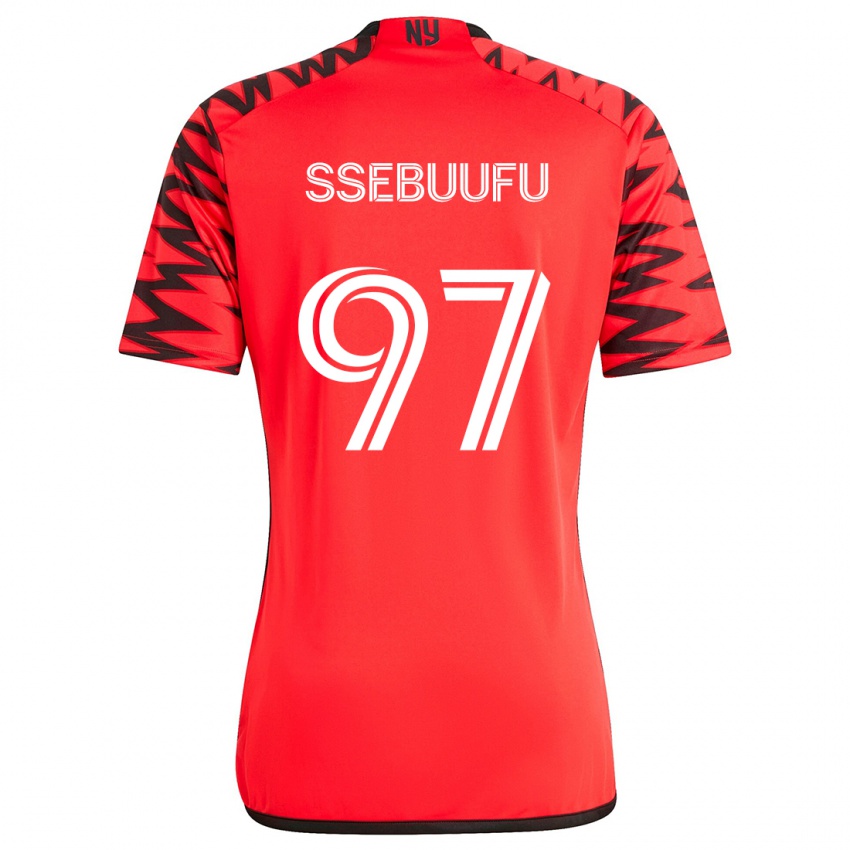 Gyermek Frank Ssebuufu #97 Piros Fekete Fehér Idegenbeli Jersey 2024/25 Mez Póló Ing