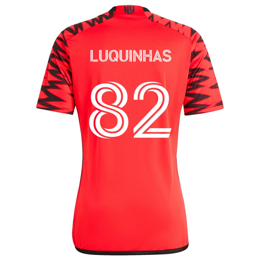 Gyermek Luquinhas #82 Piros Fekete Fehér Idegenbeli Jersey 2024/25 Mez Póló Ing