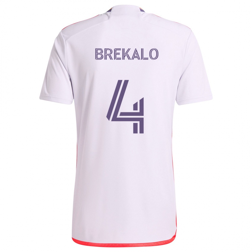 Gyermek David Brekalo #4 Fehér Piros Lila Idegenbeli Jersey 2024/25 Mez Póló Ing