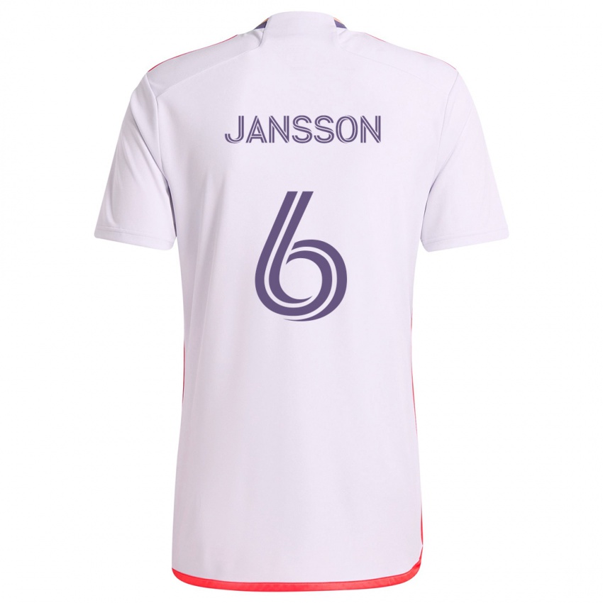 Gyermek Robin Jansson #6 Fehér Piros Lila Idegenbeli Jersey 2024/25 Mez Póló Ing