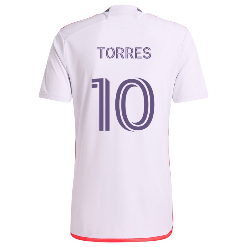 Gyermek Facundo Torres #10 Fehér Piros Lila Idegenbeli Jersey 2024/25 Mez Póló Ing