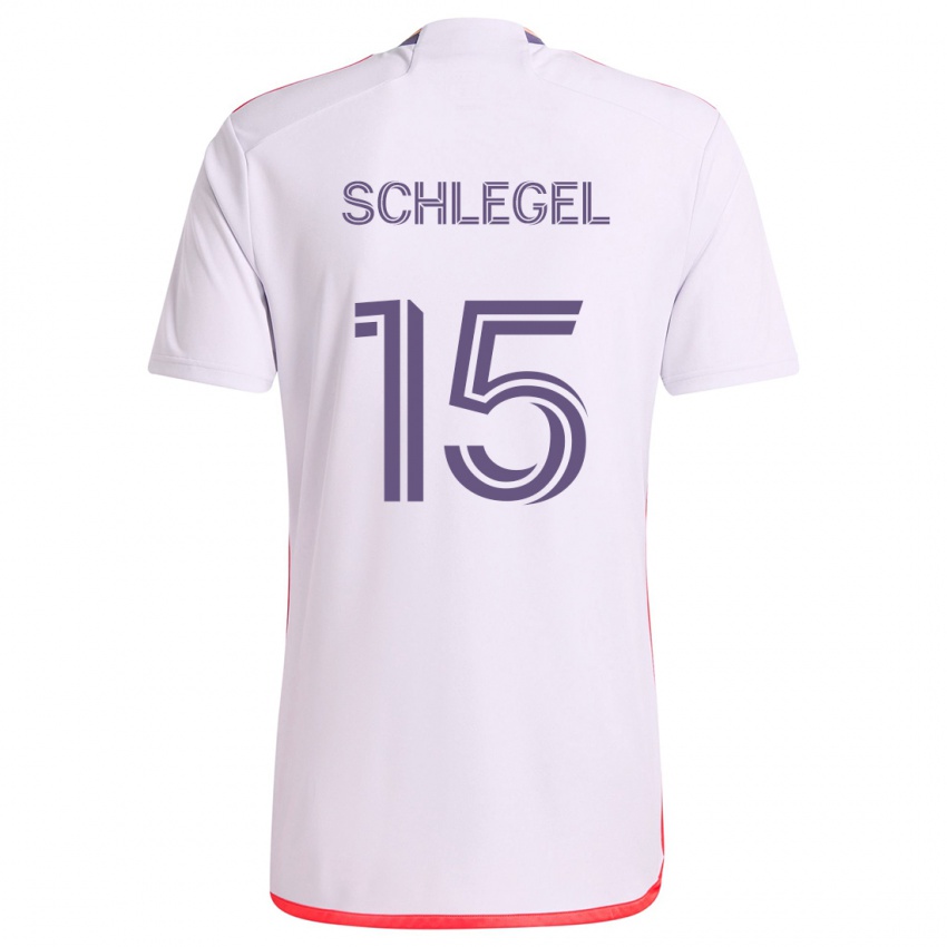 Gyermek Rodrigo Schlegel #15 Fehér Piros Lila Idegenbeli Jersey 2024/25 Mez Póló Ing