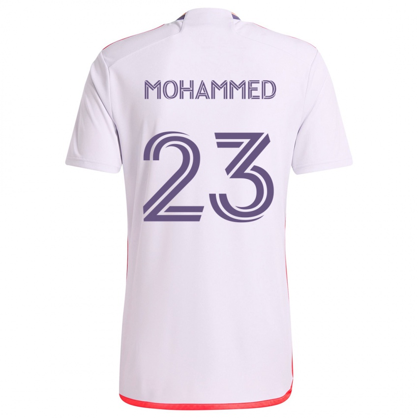 Gyermek Shak Mohammed #23 Fehér Piros Lila Idegenbeli Jersey 2024/25 Mez Póló Ing