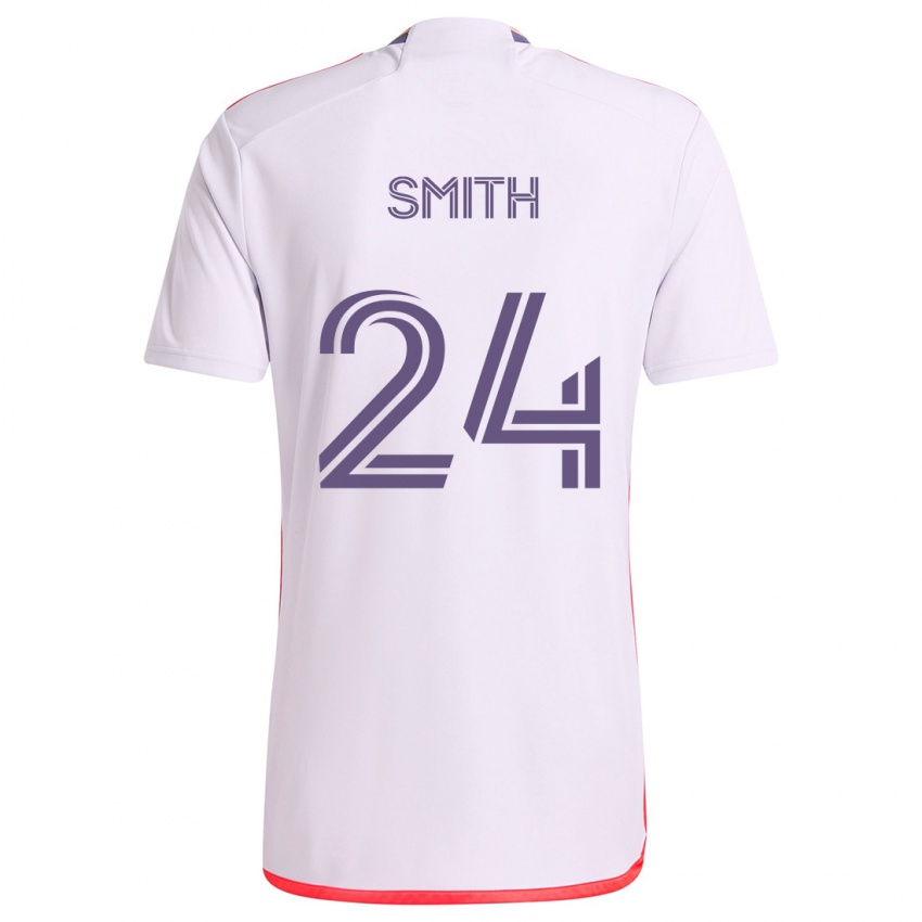 Gyermek Kyle Smith #24 Fehér Piros Lila Idegenbeli Jersey 2024/25 Mez Póló Ing