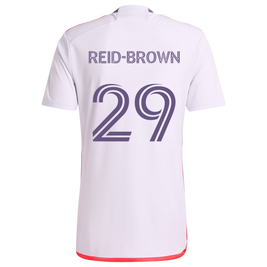 Gyermek Tahir Reid-Brown #29 Fehér Piros Lila Idegenbeli Jersey 2024/25 Mez Póló Ing