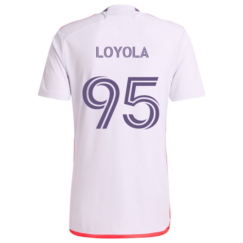 Gyermek Favian Loyola #95 Fehér Piros Lila Idegenbeli Jersey 2024/25 Mez Póló Ing