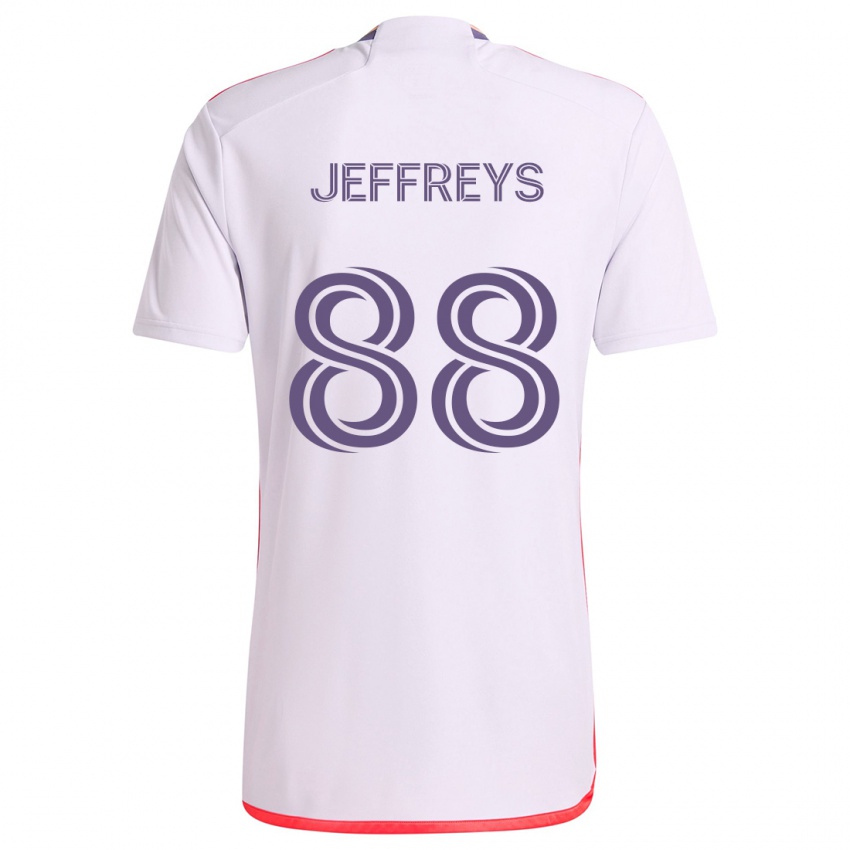 Gyermek Tj Jeffreys #88 Fehér Piros Lila Idegenbeli Jersey 2024/25 Mez Póló Ing