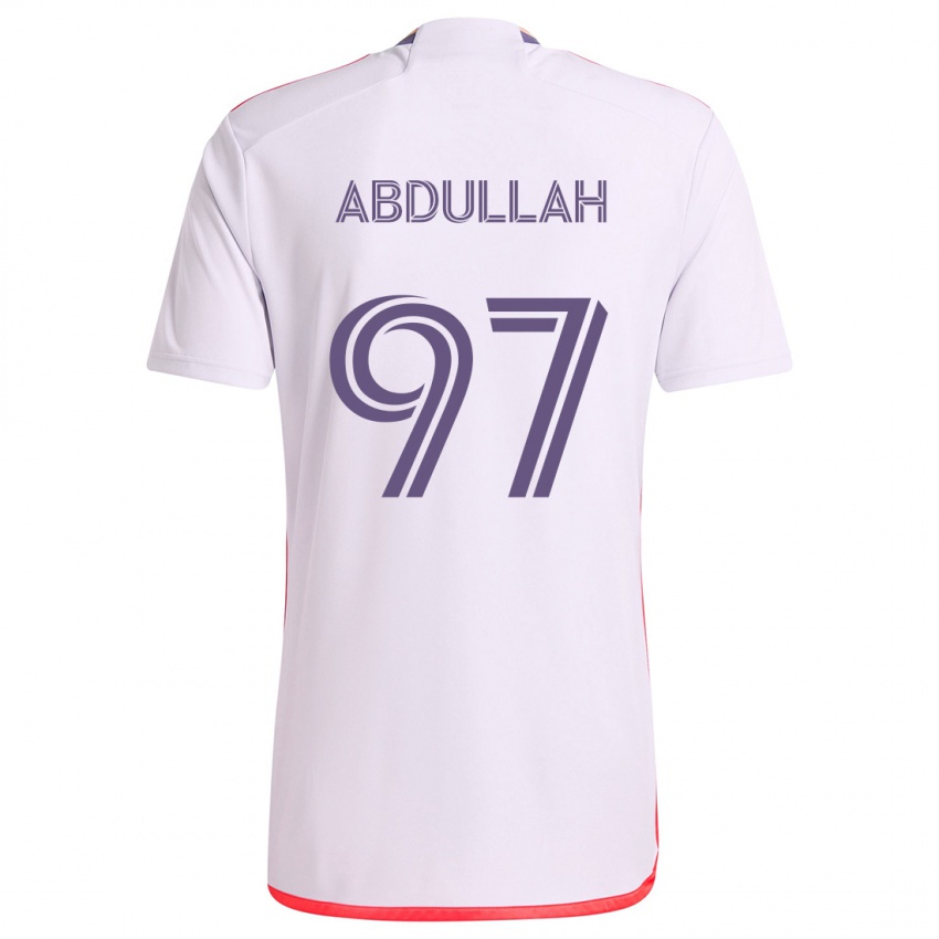 Gyermek Majed Abdullah #97 Fehér Piros Lila Idegenbeli Jersey 2024/25 Mez Póló Ing