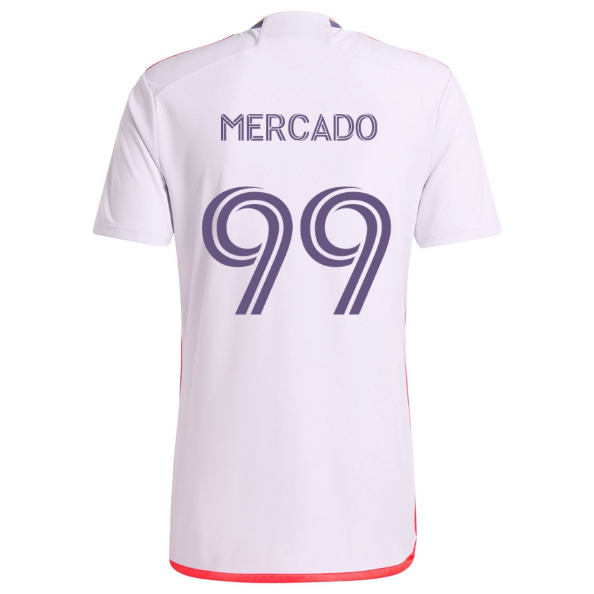 Gyermek Carlos Mercado #99 Fehér Piros Lila Idegenbeli Jersey 2024/25 Mez Póló Ing