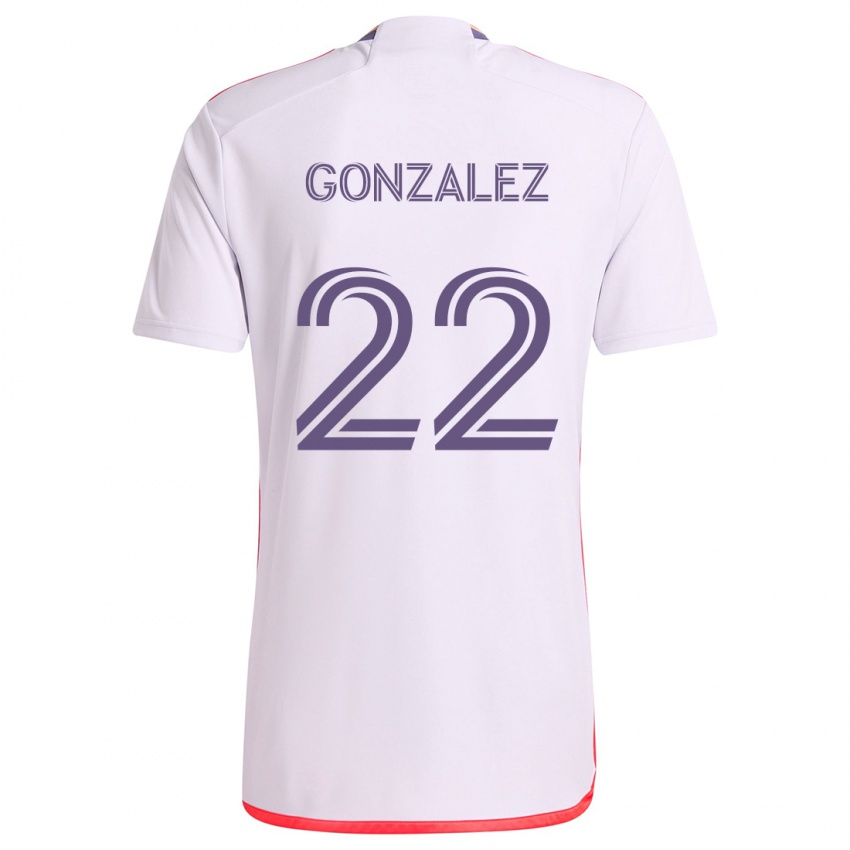 Gyermek Gastón González #22 Fehér Piros Lila Idegenbeli Jersey 2024/25 Mez Póló Ing