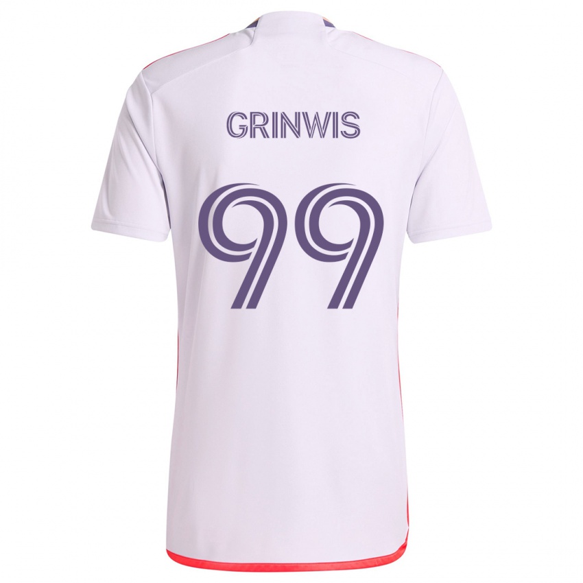 Gyermek Adam Grinwis #99 Fehér Piros Lila Idegenbeli Jersey 2024/25 Mez Póló Ing