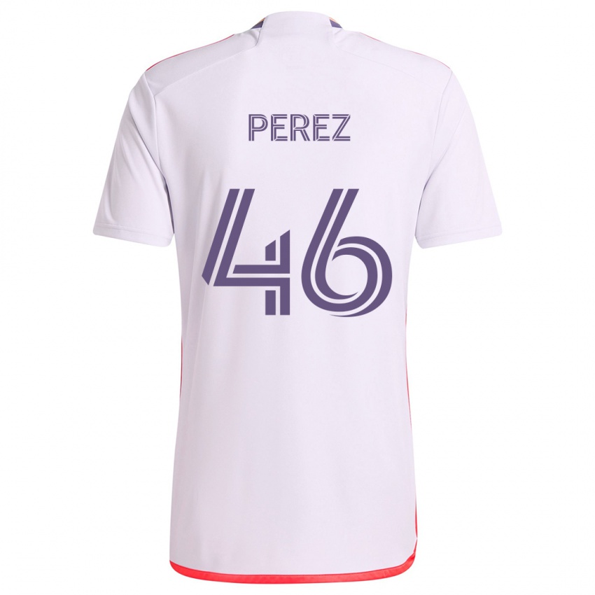 Gyermek Franco Pérez #46 Fehér Piros Lila Idegenbeli Jersey 2024/25 Mez Póló Ing