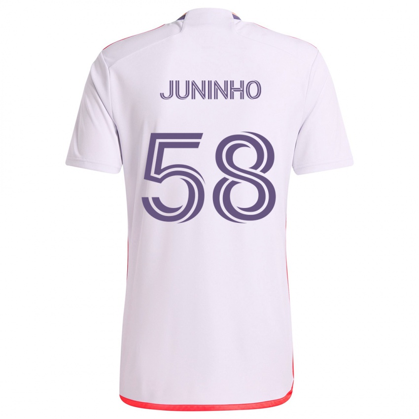 Gyermek Juninho #58 Fehér Piros Lila Idegenbeli Jersey 2024/25 Mez Póló Ing