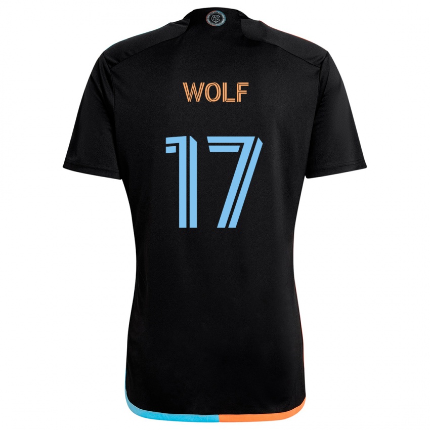 Gyermek Hannes Wolf #17 Fekete Narancs Kék Idegenbeli Jersey 2024/25 Mez Póló Ing