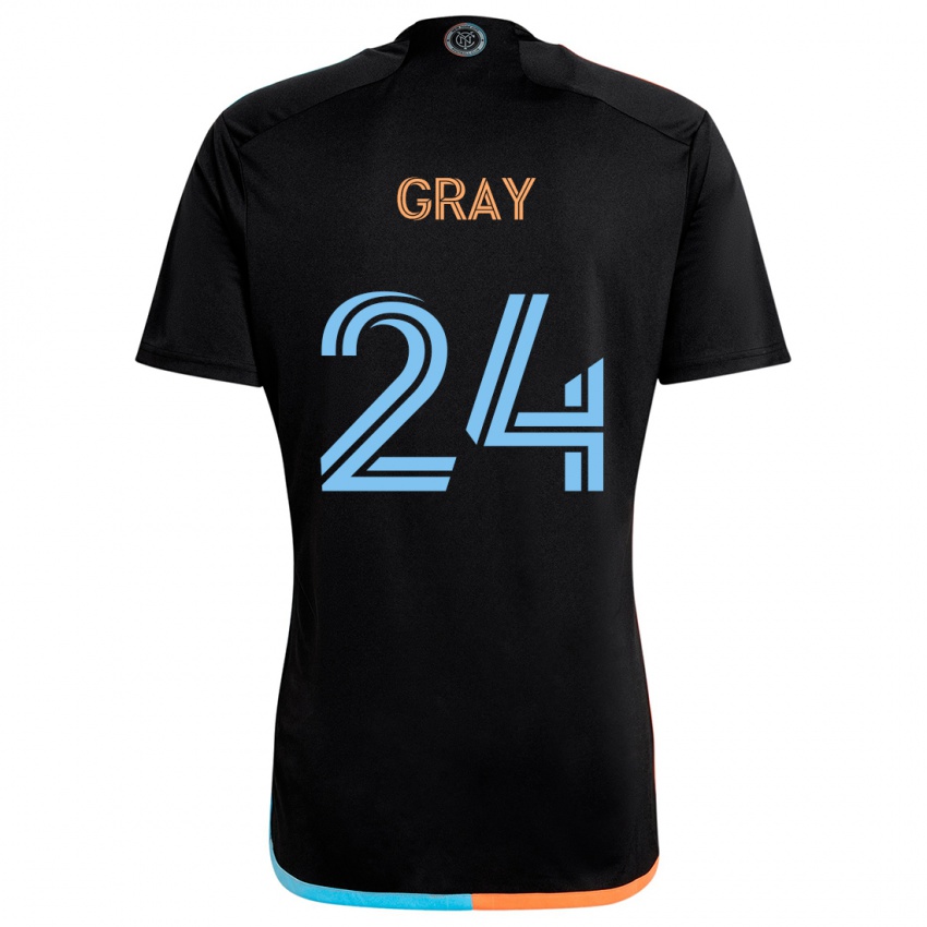 Gyermek Tayvon Gray #24 Fekete Narancs Kék Idegenbeli Jersey 2024/25 Mez Póló Ing