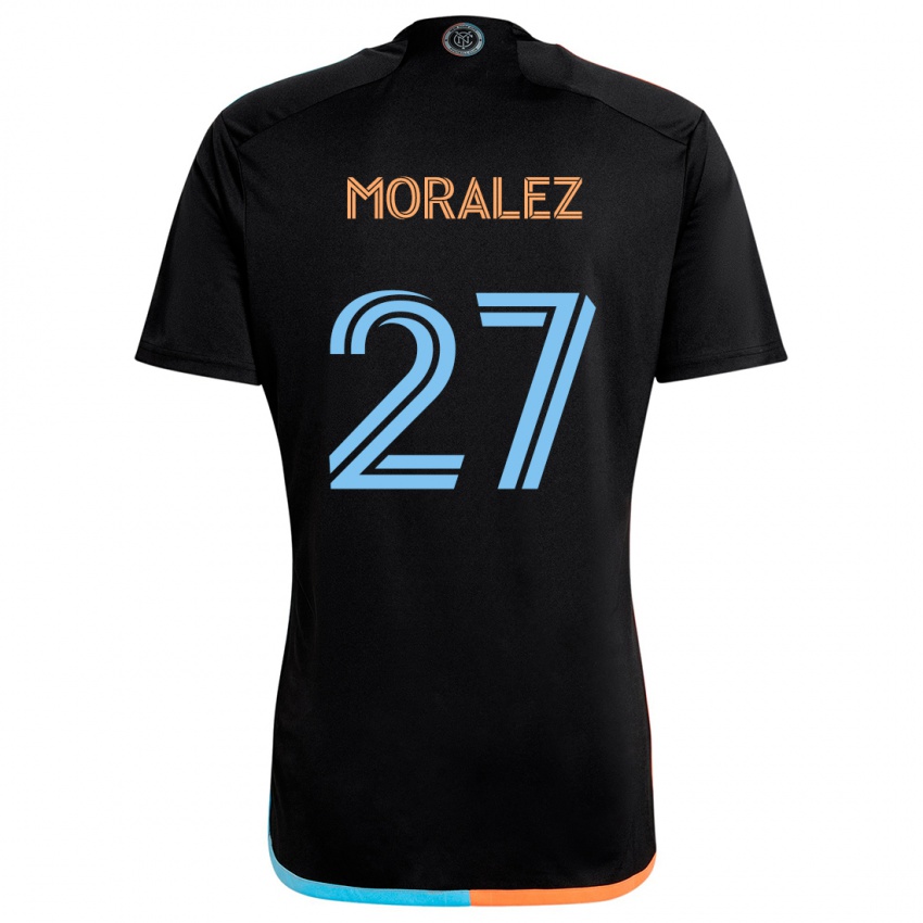 Gyermek Maxi Moralez #27 Fekete Narancs Kék Idegenbeli Jersey 2024/25 Mez Póló Ing