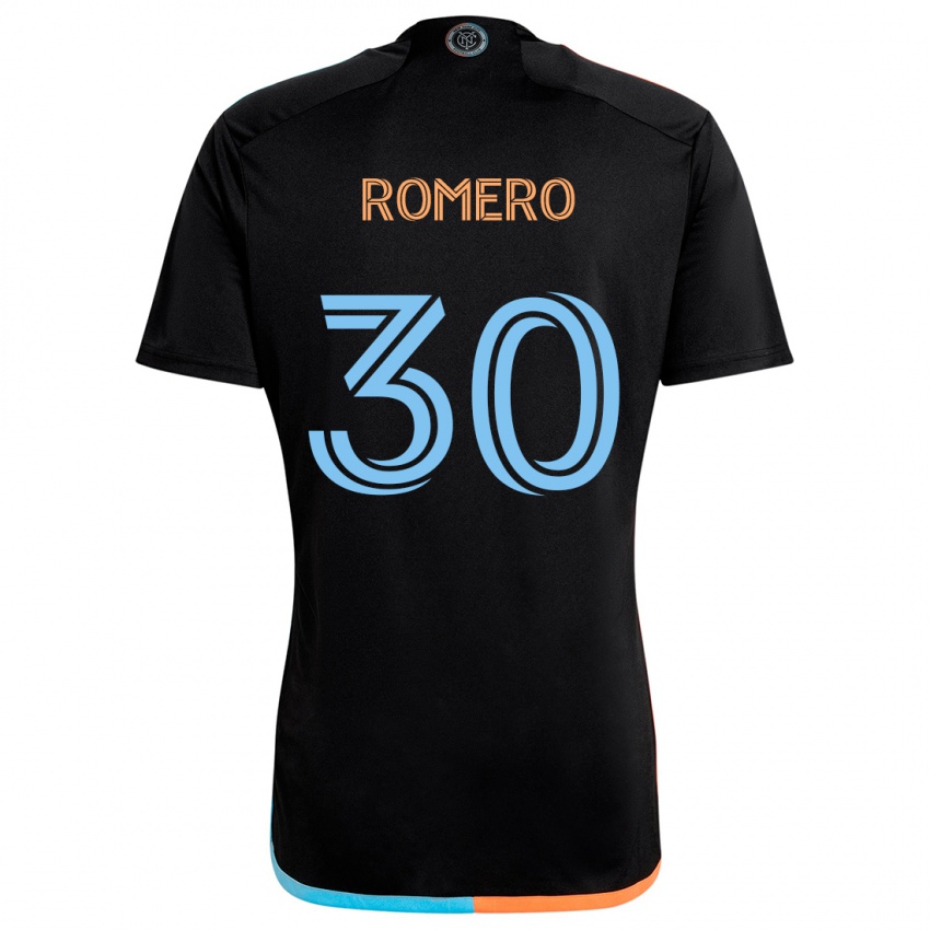 Gyermek Tomás Romero #30 Fekete Narancs Kék Idegenbeli Jersey 2024/25 Mez Póló Ing