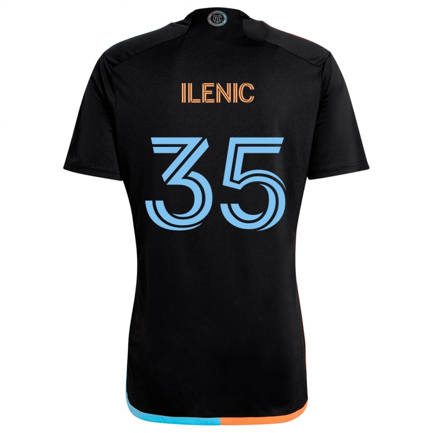 Gyermek Mitja Ilenic #35 Fekete Narancs Kék Idegenbeli Jersey 2024/25 Mez Póló Ing