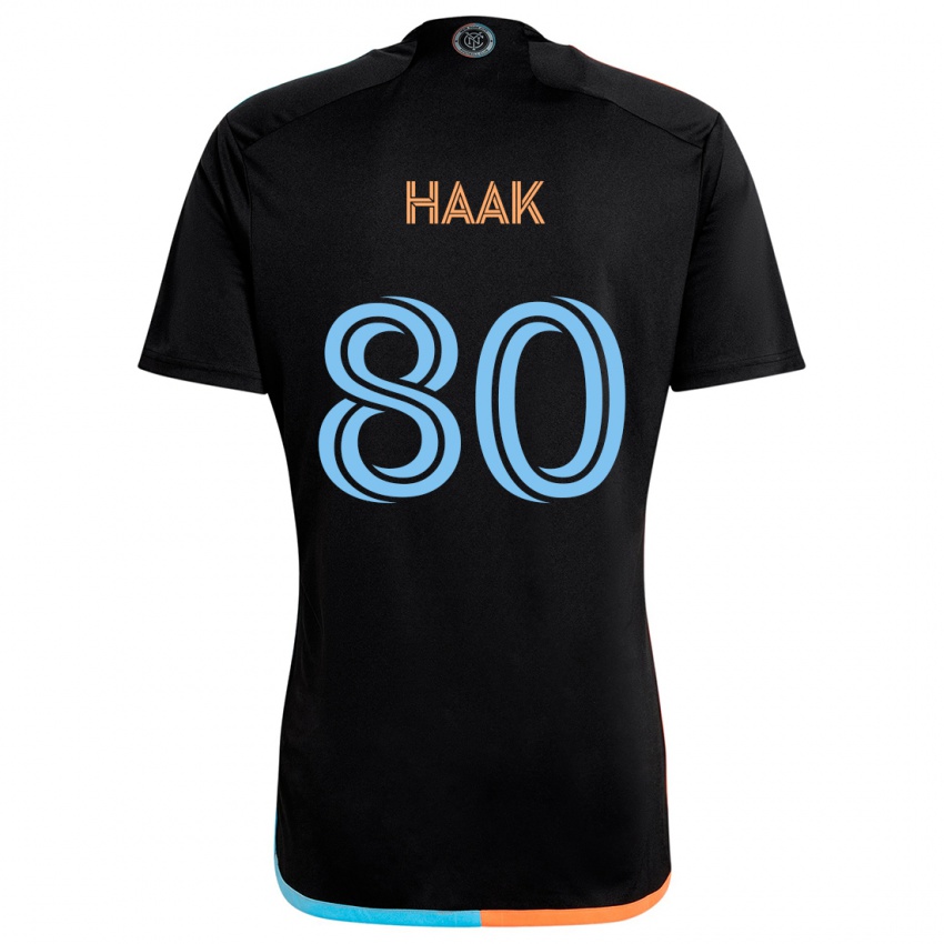 Gyermek Justin Haak #80 Fekete Narancs Kék Idegenbeli Jersey 2024/25 Mez Póló Ing