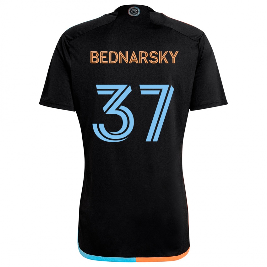 Gyermek Stevo Bednarsky #37 Fekete Narancs Kék Idegenbeli Jersey 2024/25 Mez Póló Ing