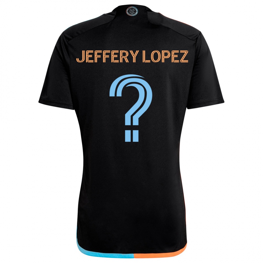 Gyermek Jeffery López #0 Fekete Narancs Kék Idegenbeli Jersey 2024/25 Mez Póló Ing