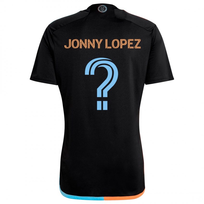 Gyermek Jonny Lopez #0 Fekete Narancs Kék Idegenbeli Jersey 2024/25 Mez Póló Ing