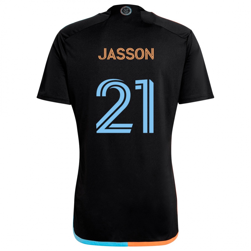 Gyermek Andres Jasson #21 Fekete Narancs Kék Idegenbeli Jersey 2024/25 Mez Póló Ing