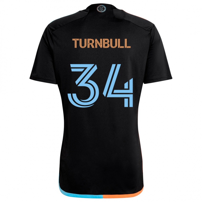 Gyermek Stephen Turnbull #34 Fekete Narancs Kék Idegenbeli Jersey 2024/25 Mez Póló Ing